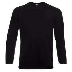 Fruit Of The Loom Mens Valueweight Crew Neck Long Sleeve T-Shirt - 3XL, Black