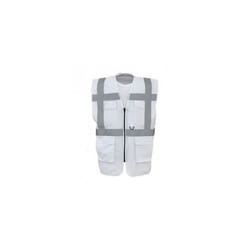 Yoko Hi-Vis Premium Executive/Manager Waistcoat / Jacket - M, White
