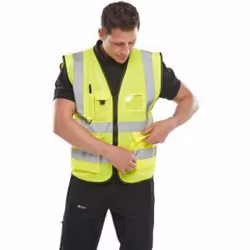 Yoko Hi-Vis Premium Executive/Manager Waistcoat / Jacket - 4XL, Hi-Vis Yellow