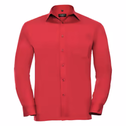 Russell Collection Mens Long Sleeve Shirt - 16-16.5, Classic Red