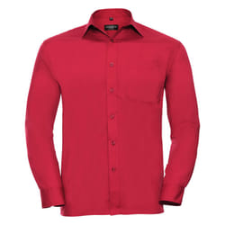 Russell Collection Mens Long Sleeve Shirt - 17-17.5, Classic Red