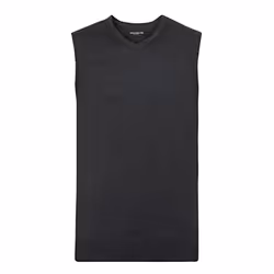 Russell Collection Mens V-Neck Sleevless Knitted Pullover Top / Jumper - XS, Charcoal Marl