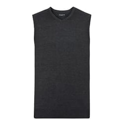 Russell Collection Mens V-Neck Sleevless Knitted Pullover Top / Jumper - XS, Charcoal Marl