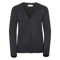 Russell Collection Ladies/Womens V-neck Knitted Cardigan - 2XL, Charcoal Marl