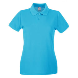 Womens/Ladies Fitted Short Sleeve Casual Polo Shirt - Small, Cyan