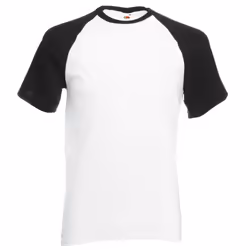 Fruit Of The Loom Mens Short Sleeve Baseball T-Shirt - 3XL, White/Black