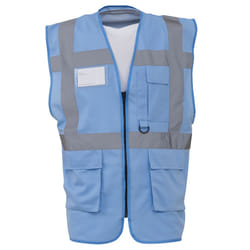 Yoko Hi-Vis Premium Executive/Manager Waistcoat / Jacket - 2XL, Sky Blue