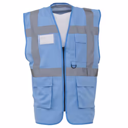 Yoko Hi-Vis Premium Executive/Manager Waistcoat / Jacket - M, Sky Blue