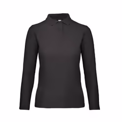B&C ID.001 Womens/Ladies Long Sleeve Polo - 2XL, Jet Black
