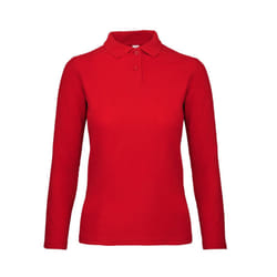 B&C ID.001 Womens/Ladies Long Sleeve Polo - S, Crimson