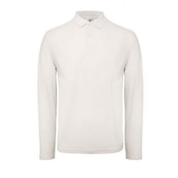 B&C ID.001 Mens Long Sleeve Polo - M, Snow