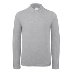 B&C ID.001 Mens Long Sleeve Polo - XS, Taupe Grey