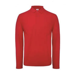 B&C ID.001 Mens Long Sleeve Polo - XS, Crimson