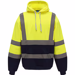 Yoko Mens Hi Vis Reflective Hoodie - 2XL, Hi Visibility Yellow/Admiral Navy