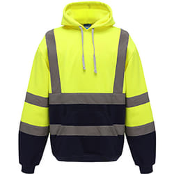 Yoko Mens Hi Vis Reflective Hoodie - 2XL, Hi Visibility Yellow/Admiral Navy