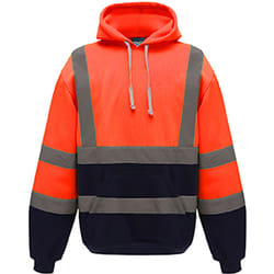Yoko Mens Hi Vis Reflective Hoodie - XL, Hi Visibility Orange/Admiral Navy
