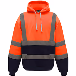 Yoko Mens Hi Vis Reflective Hoodie - 2XL, Hi Visibility Orange/Admiral Navy