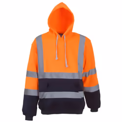Yoko Mens Hi Vis Reflective Hoodie - 2XL, Hi Visibility Orange/Admiral Navy