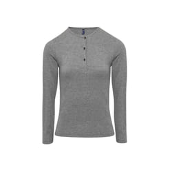Premier Womens/Ladies Long John Roll Sleeve Tee - S, Grey Marl