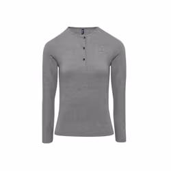 Premier Womens/Ladies Long John Roll Sleeve Tee - L, Grey Marl