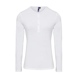 Premier Womens/Ladies Long John Roll Sleeve Tee - L, White