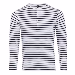 Premier Mens Long John Roll Sleeve Tee - M, White/Navy