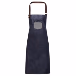 Premier Unisex Adults Division Waxed Look Faux Leather Denim Bib Apron - One Size, Indigo Denim