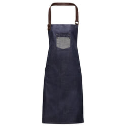 Premier Unisex Adults Division Waxed Look Faux Leather Denim Bib Apron - One Size, Indigo Denim