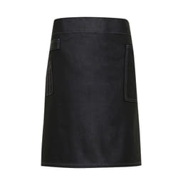 Premier Unisex Adults Division Waxed Look Denim Waist Apron - One Size, Black Denim