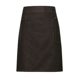 Premier Unisex Adults Division Waxed Look Denim Waist Apron - One Size, Black/Tan Denim