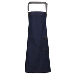 Premier Unisex Adults District Waxed Look Denim Bib Apron - One Size, Indigo Denim