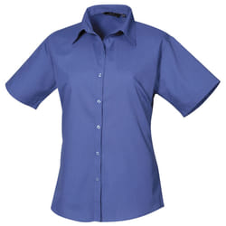 Premier Short Sleeve Poplin Blouse / Plain Work Shirt - 30, Royal