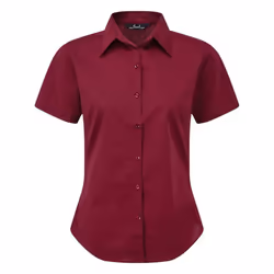 Premier Short Sleeve Poplin Blouse / Plain Work Shirt - 28, Burgundy