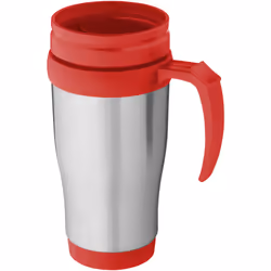 Bullet Sanibel Insulated Mug - 12 x 18 x 8 cm, Silver/Red