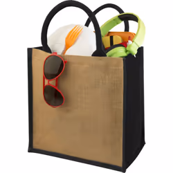Bullet Chennai Jute Gift Tote - 30 x 19 x 30cm, Natural/Solid Black