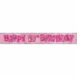 Unique Party Pink Glitz  13th Birthday Foil Banner
