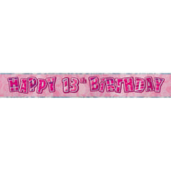 Unique Party Pink Glitz  13th Birthday Foil Banner