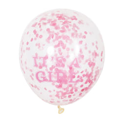 Unique Party Clear 12 Inch Its A Girl Confetti Balloons (Pack of 6)