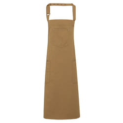 Premier Unisex Chino Cotton Bib Apron - One Size, Khaki