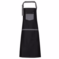 Premier Unisex Domain Contrast Denim Bib Apron - One Size, Black Denim