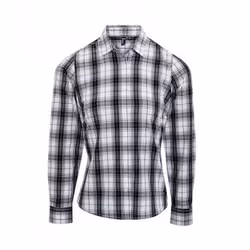 Premier Womens/Ladies Ginmill Check Long Sleeve Shirt - XS, Black/White