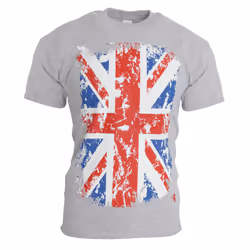 Mens Union Jack GB Print 100% Cotton Short Sleeve Casual T-Shirt/Top - S - 34inch - 36inch, Sport Grey