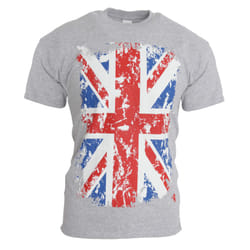 Mens Union Jack GB Print 100% Cotton Short Sleeve Casual T-Shirt/Top - XL - 46inch - 48inch, Sport Grey