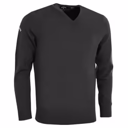 Callaway Mens Ribbed V Neck Merino Sweater - M, Black Onyx