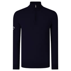 Callaway Mens Ribbed Zip Merino Sweater - M, Peacoat Navy