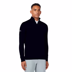 Callaway Mens Ribbed Zip Merino Sweater - M, Peacoat Navy