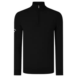 Callaway Mens Ribbed Zip Merino Sweater - 2XL, Black Onyx