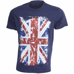Mens Union Jack GB Print 100% Cotton Short Sleeve Casual T-Shirt/Top - XXXL - 54inch - 56inch, Navy
