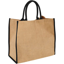 Bullet The Large Jute Tote - 40 x 20 x 35cm, Natural/Solid Black