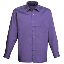 Premier Mens Long Sleeve Formal Plain Work Poplin Shirt - 23, Purple